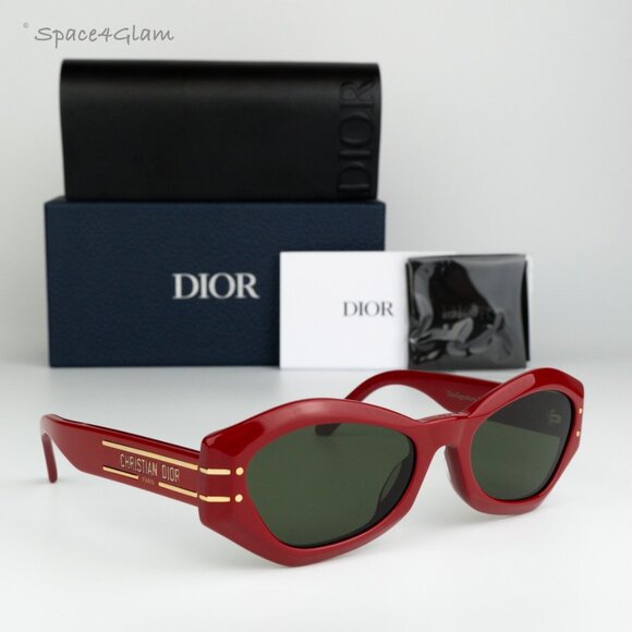 BRAND NEW Dior DIORSIGNATURE B1U 35C0 Shiny Red Green Women Butterfy Sunglasses - Picture 4 of 11